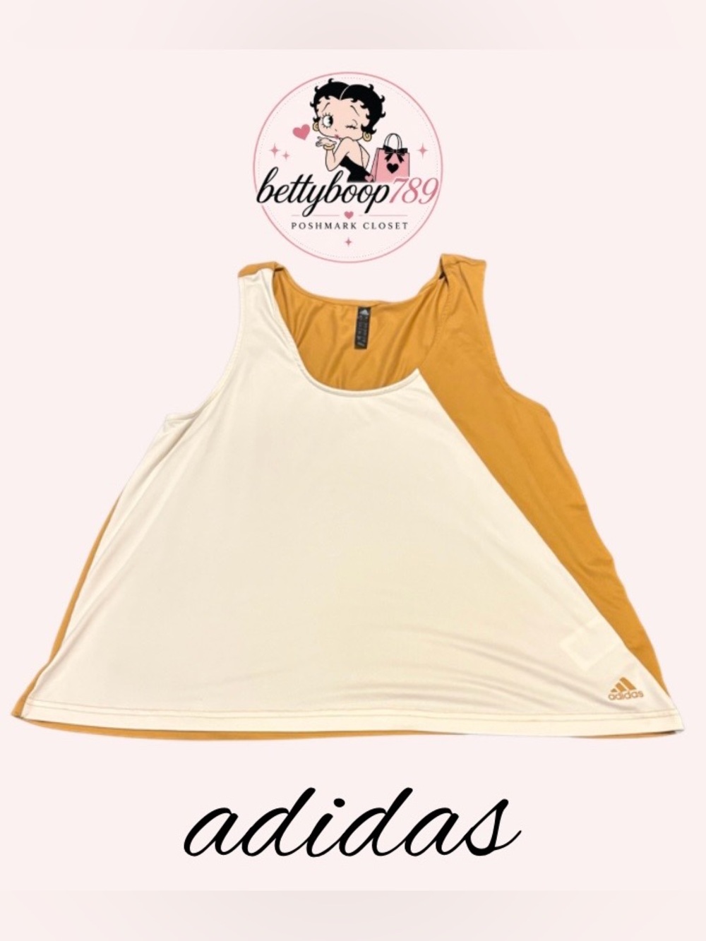 adidas Women’s White and Mustard Yellow Performance Tank